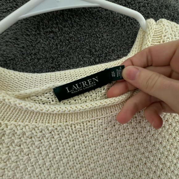Lauren Ralph Lauren Women XL Ivory Chunky Knit Sweater Pullover Long Sleeve - Picture 7 of 10
